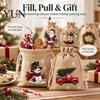 Christmas Party Favor Bags Jute Burlap Gift Bags, Drawstring Treat Candy Reusable Bag, Linen Packaging Pouch for Holiday Favors Theme Materials
