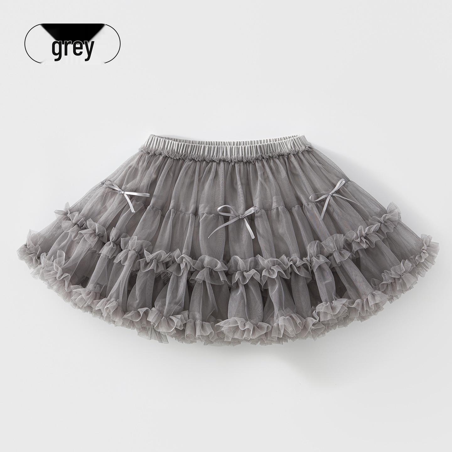 Girls Youkesi Pink Apricot Breathable Mesh Elastic Skirt - Fluffy, Sweat-Absorbing Summer Style 2026 120 cm серый