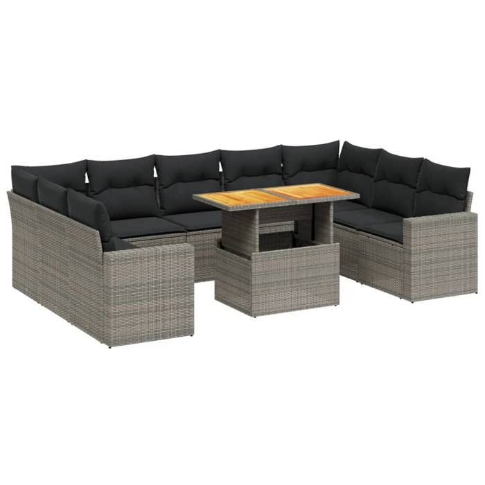 VidaXL Garden Lounge Set with Cushions 10 Pcs, Patio Sofas, Patio Furniture Set, Outdoor Furniture, Grey 3271459