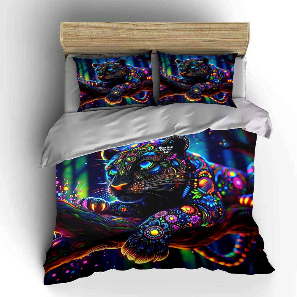 Colorful Leopard Art Set Décor Soft Comfortable Duvet Cover Bedding Set Included 1*Duvet Cover & 2*Pillowcases, Gift