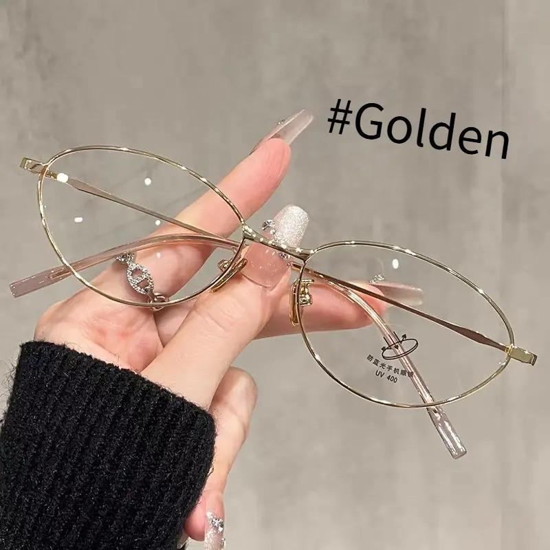 

New High-end Ultra-light Reading Glasses Anti-blue Light Oval Metal Frame Presbyopia Glasses 0+1.0+1.5+2.0+2.5+3.0+3.5+4.0 0 золотой