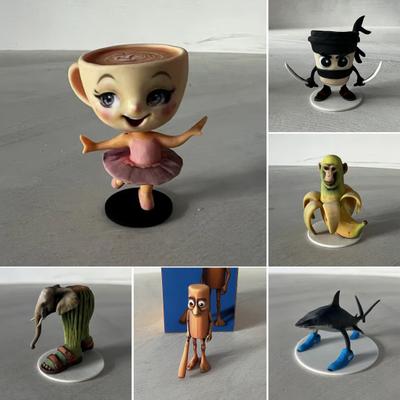 Cartoon Action Figure Resin Shark Elephant Monkey Cup Statue Sculpture Home Office Desktop Decoration Ornament Collectible Gift