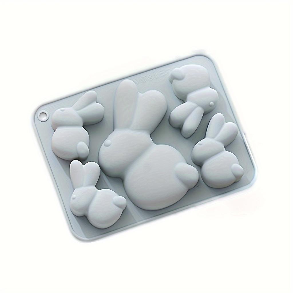 5 Cavities Bunny Silicone Mould for Baking Cake Chocolate Jelly DIY Soap Clay Drip Ice Cubes Dog Food