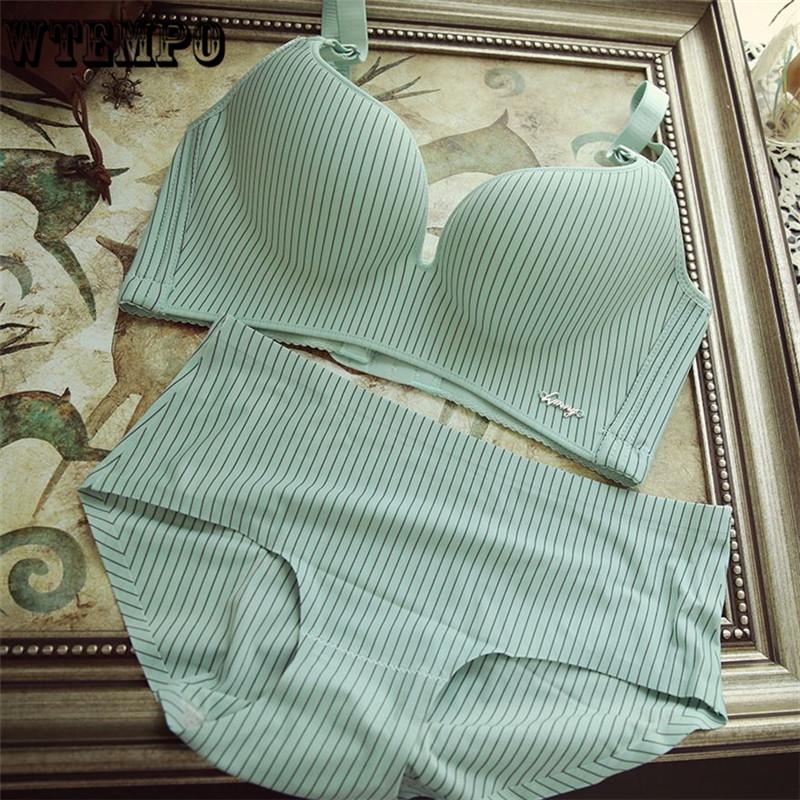 Komplety bielizny w paski Komplet bielizny Kobiety Bawełna Wygodny biustonosz Czarny biustonosze push-up