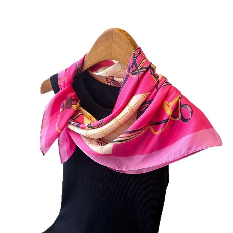 Light luxury chain printing simulation silk square scarf shawl versatile high-end neck small square scarf headscarf silk scarf women
