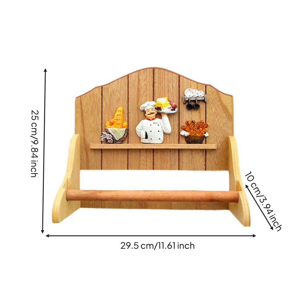 Wooden Washroom Storage Rack Screwless Wall Shelf with Towel Bar