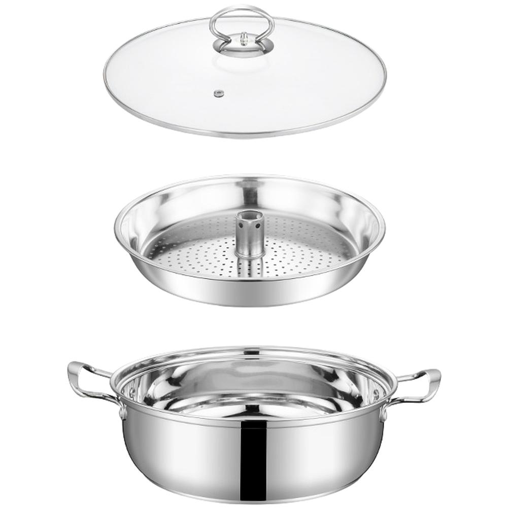 1 Set Steamer Stainless Steel Steamer Pot For Seafood Multi Function Sauna Hot Pot With Lid Kitchen Cooking Tools Cookware
