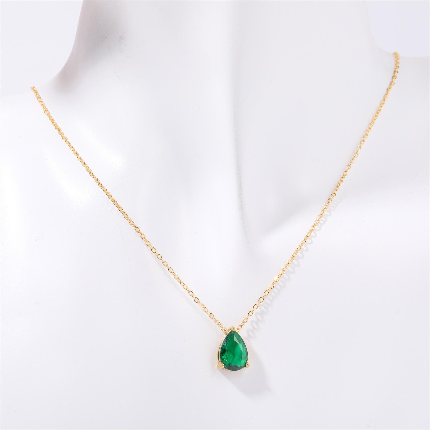 Titanium Steel Pear-Shaped Water Drop Zircon December Birthstone Birthstone Necklace Furnace Vacuum Plating 18K Real Gold