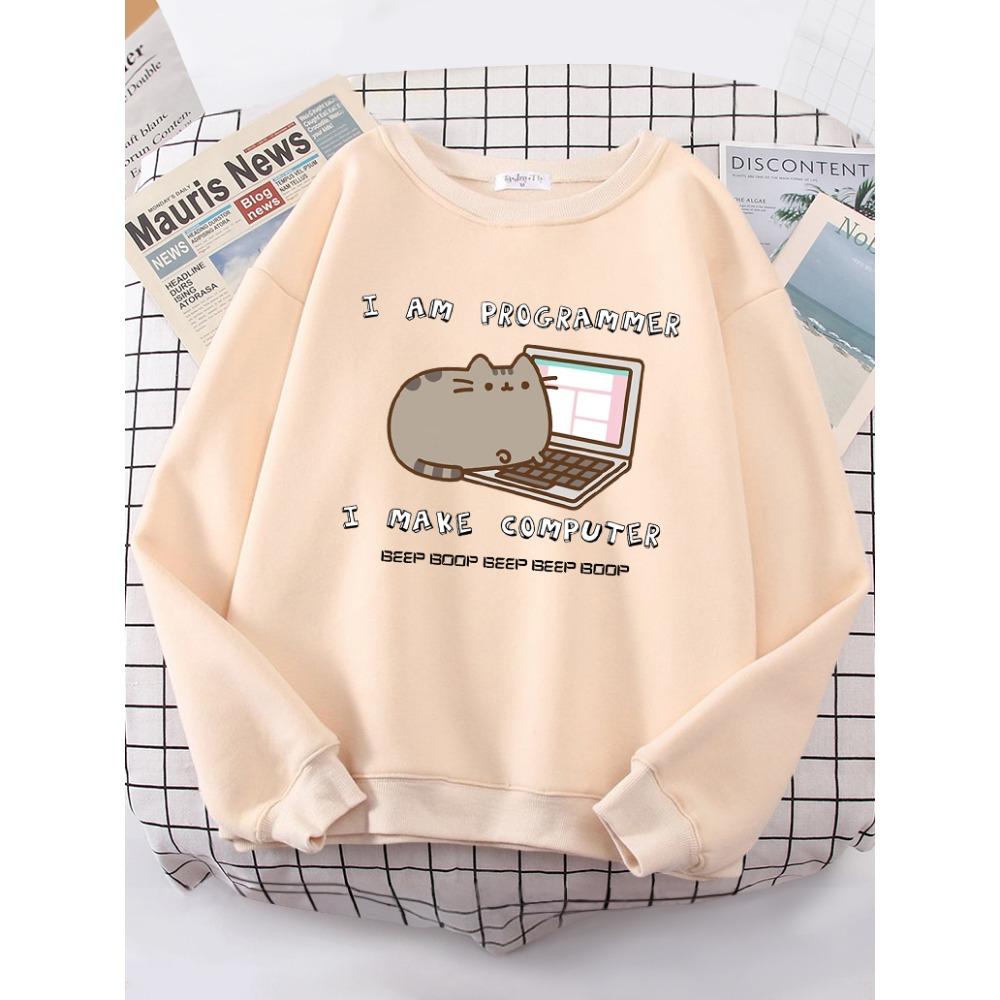 I Am Programmer I Make Computer Funny Cat Women Hoody Korean Fashion Sweatshirt Street Casual Clothes Hipster Loose Sportswear