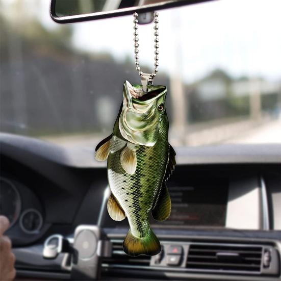 Kreativ Fisk Bil Hengende Anheng 2D Flat Akryl Bakspeil Ornament Festlig