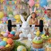 Cute Easter Fitness Rabbit Plastic Small Rabbit Ornament Muscular Rabbit Statue  Home Desk Decor