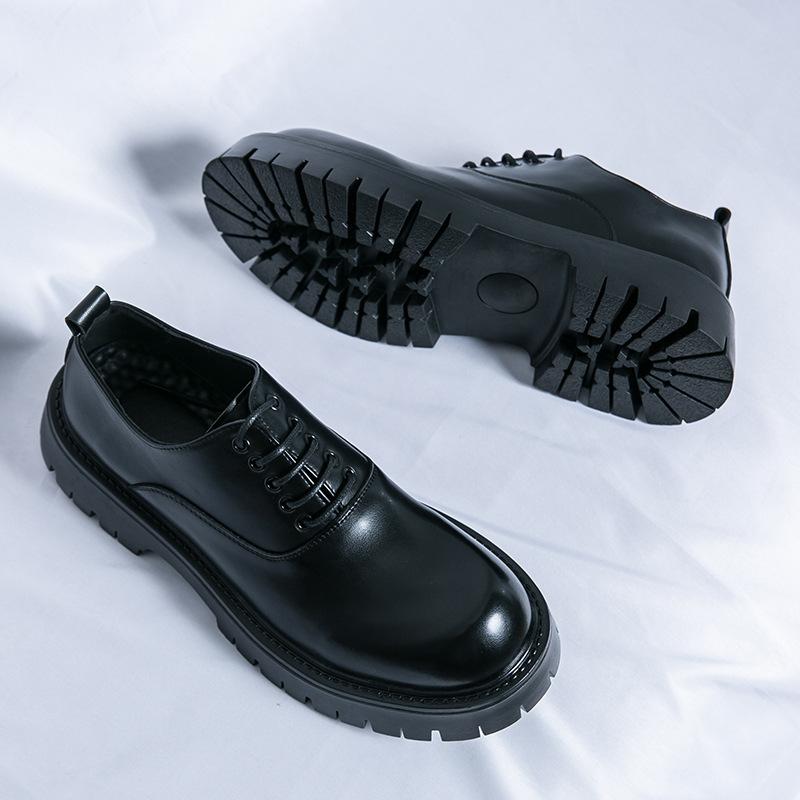 New small leather shoes large size boots British style college retro black single shoe size