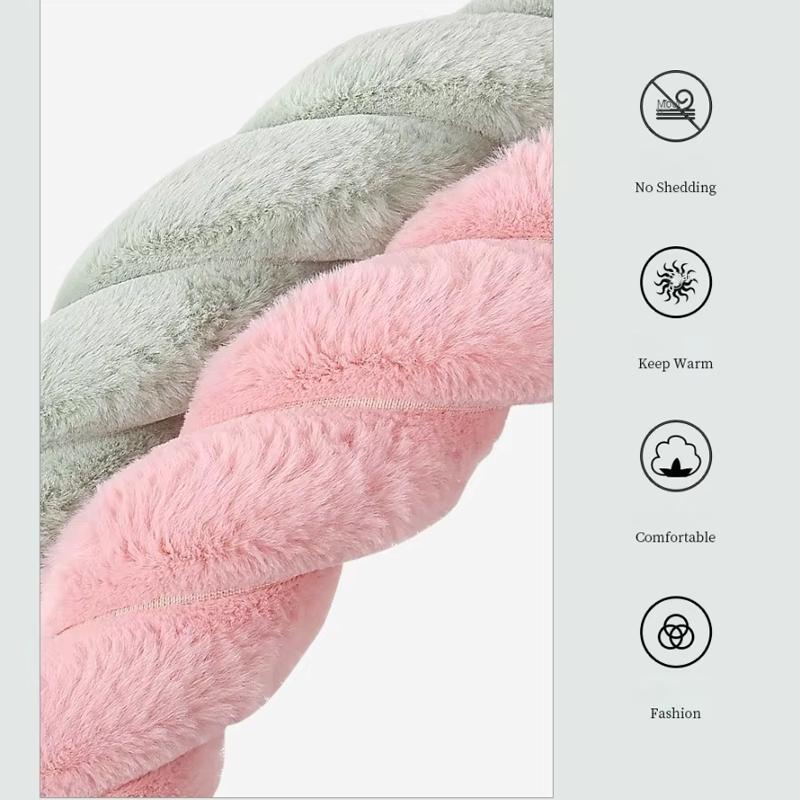 Fashion Plush Universal Female Winter Steering Wheel Cover Cartoon Decorative Non-slip Handle Cover Fits 14.5-15in Diameter