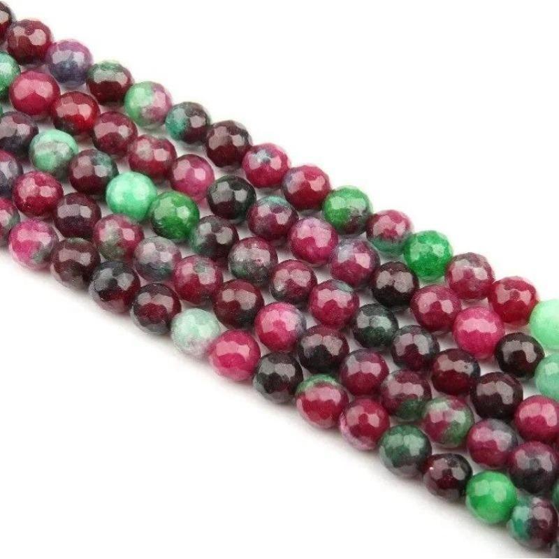 Natural Faceted Imitation Tourmaline Round Stone Beads for DIY Jewelry Making