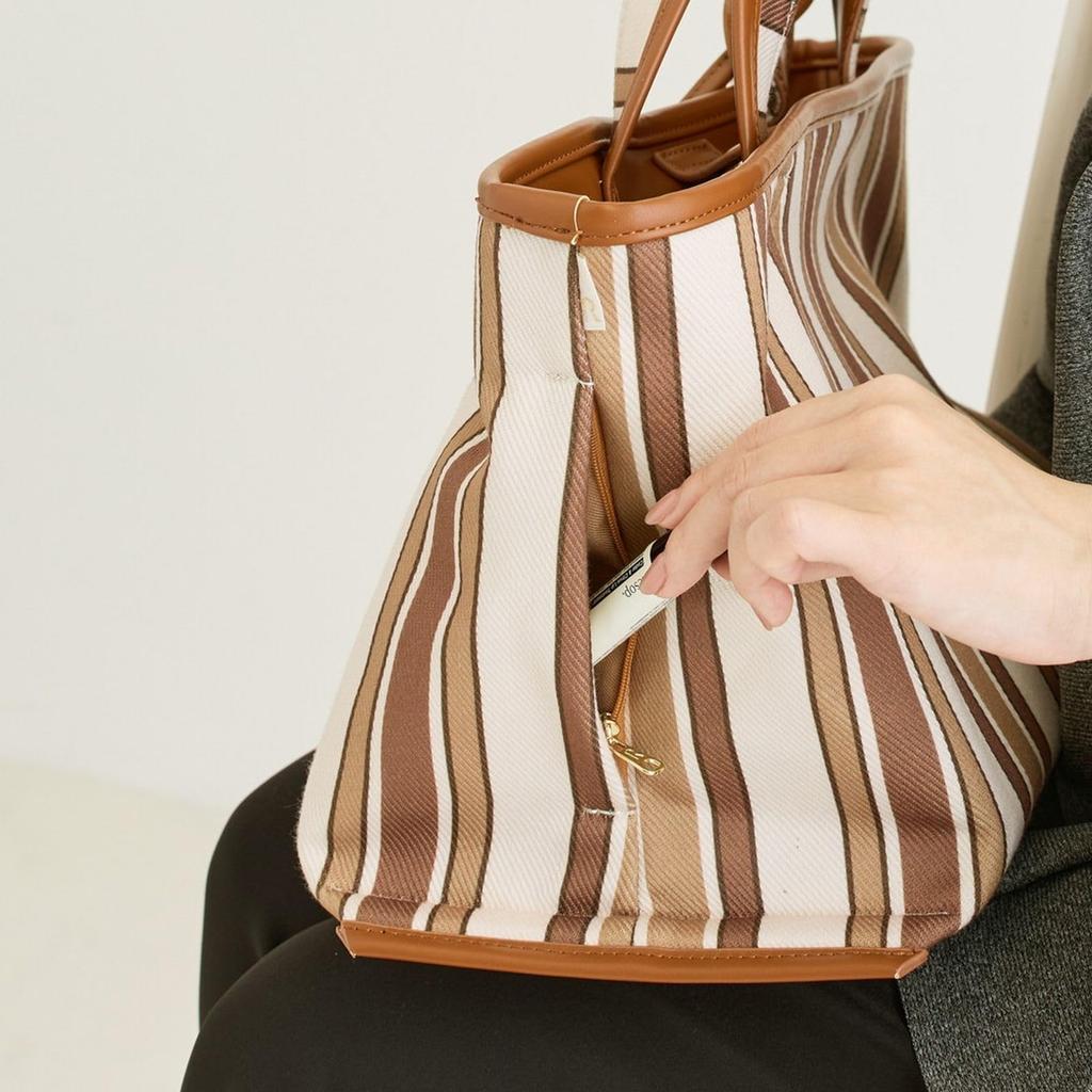 Tote Deli 3585 3586 Women's Bag, Elegant, Horizontal, Wide, LT.
