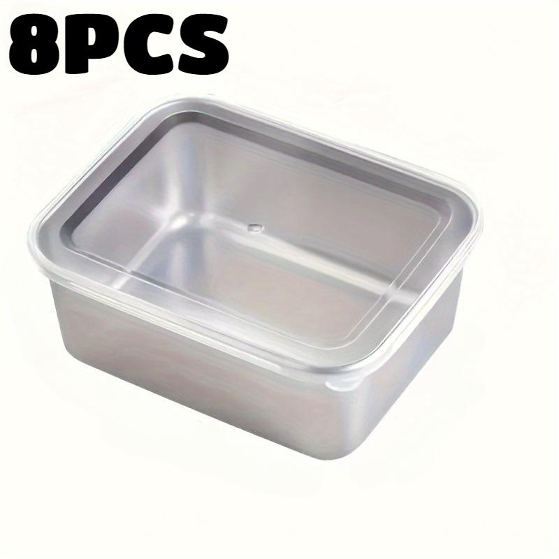 8pcs Fresh-keeping Box Stainless Steel Food Storage Box with Lids Rectangle Sausage Noodles Fruit Box for Camping Picnics School