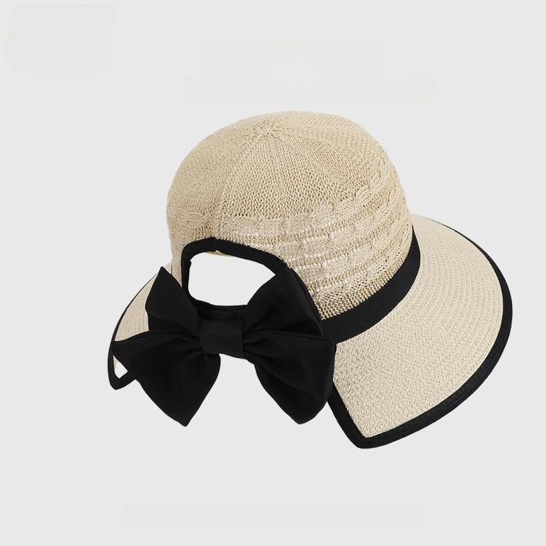 Summer Sun Hat For Women With Large Brim And Bow Tie For Outdoor Sun Protection