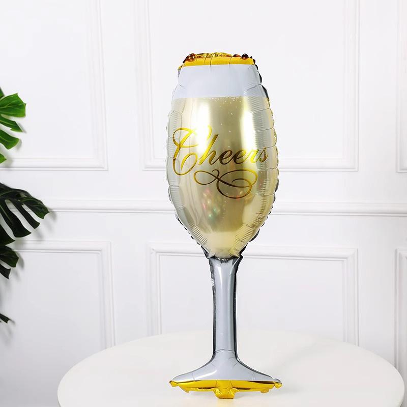 Birthday Decoration Anniversary Background Wall Decoration Holiday Supplies Champagne Wine Bottles Wine Glasses Aluminum Film Balloons
