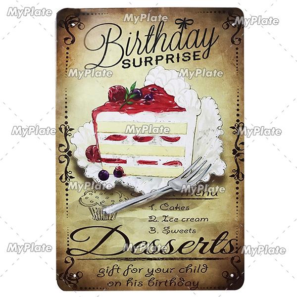 Cake Metal Sign Plaque Metal Vintage Food Tin Sign Wall Decor for Kitchen Cafe Diner Bar Cupcake Metal Signs