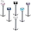 Alisouy 1PC Acciaio Inox Anello Labret Stella di Cristallo Lip Piercing Filettatura Interna Gemma Anello sul Labbro Dell'orecchio Trago Chiodo Orecchini Della Vite Prigioniera monili per il corpo e Piercing