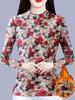Neues Blumen-Stehkragen-Knopf-Oberteil - Fleecefutter Langarm für Frauen mittleren und höheren Alters, perfekt für Herbst/Winter