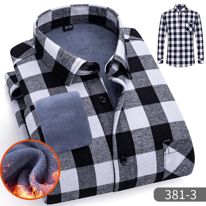 Men's Stylish Plaid Shirt, Long Sleeve, 100% Cotton, Brushed Velvet, Thickened for Spring and Winter.