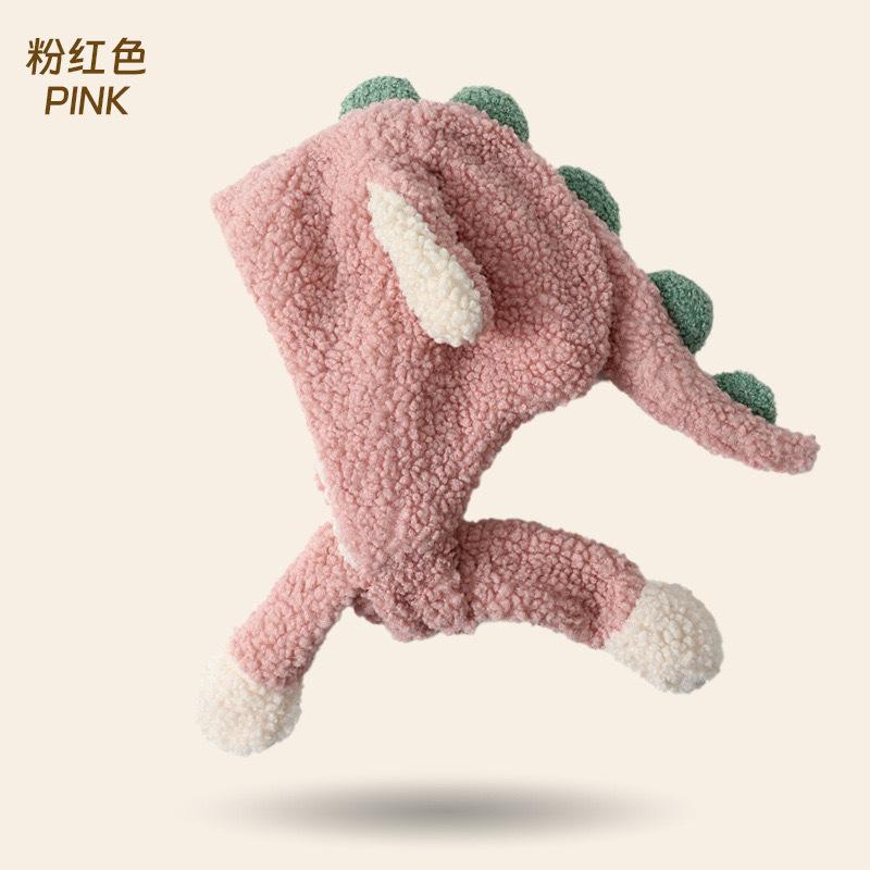 Cute Children's Lei Feng Hat Baby Autumn and Winter Warm Korean Dinosaur Ear Protection Integrated Hat Ears Will Move