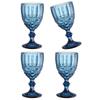 Set von 4 bunten Kristall- Weingläsern Saft Trinkgläsern Geprägtes Muster Glaswaren Glas Haushalts Trinkgeschirr