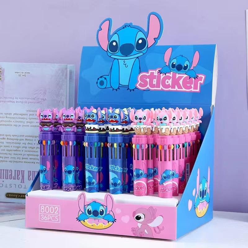 MINISO Stitch 1/6 adet Tükenmez Kalem Çizgi Film 10 Renkli İşaretleyici 0.7 Çocuklar Graffiti Çok Renkli El Kalemi Öğrenciler Öğrenim Kırtasiye