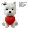 Office Desk Pet Decor 3D Printed West Highland Terrier Figurine, Cute Dog Statue Holding Red Heart, Heart Ornament Car Dashboard Decor, Romantic