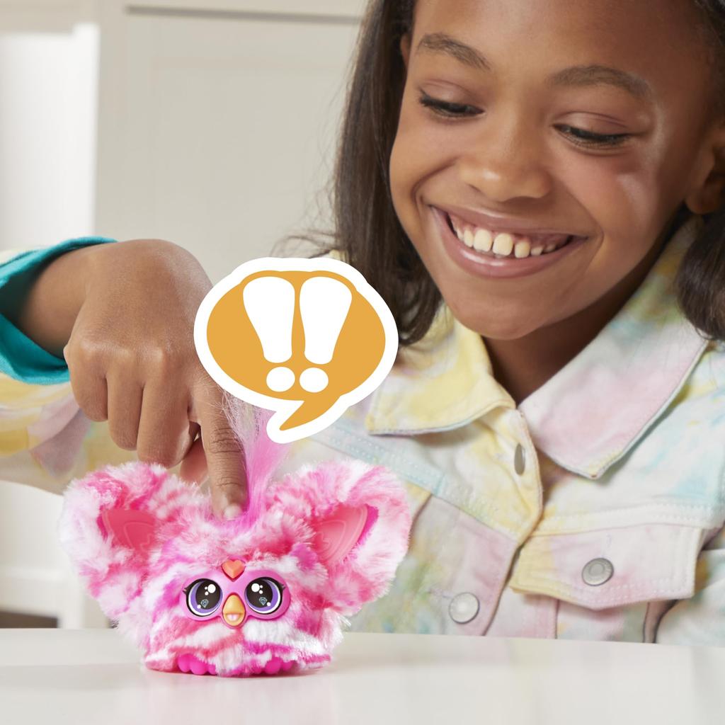 Hasbro Furby Furblets Bubbly Mini Furby język elektryczny wypchany dla wieku 6 i biały oryginalny produkt Przyjaciele, 45+ dźwięków, tylko, zabawka, w górę, różowy,