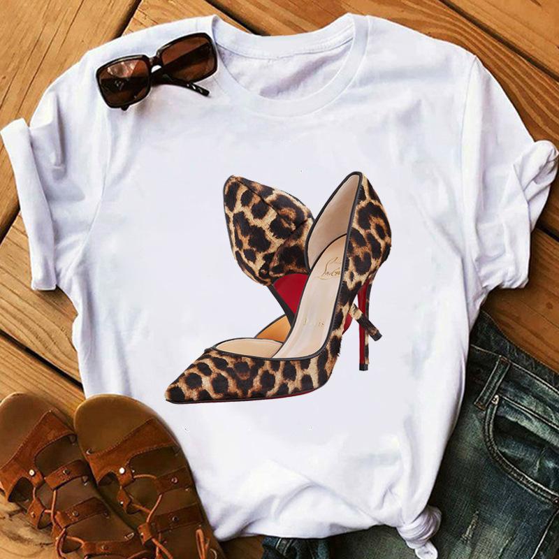 Summer High Heels Simple Women's Casual Cute Plus Size Pure Cotton Short Sleeved T-Shirts Women’s