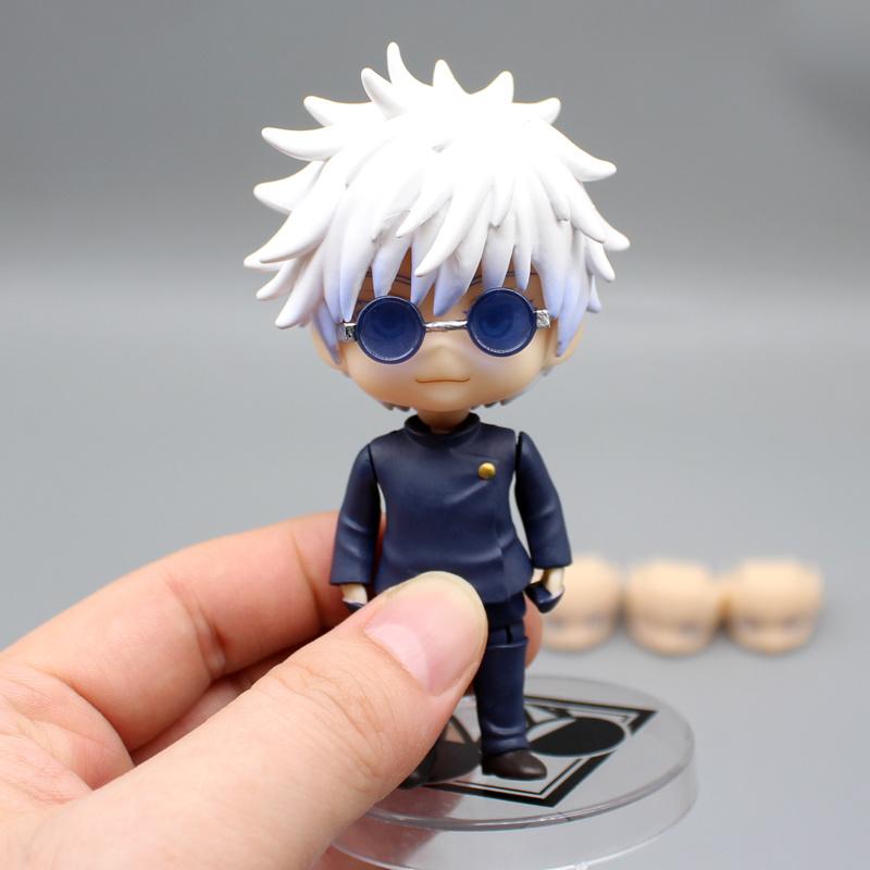 12cm Jujutsu Kaisen Anime Figures Q Version Gk Gojo Satoru Swap Faces Wear Sunglasses Cute And Charming Model Desktop Decoration Playthings Gifts