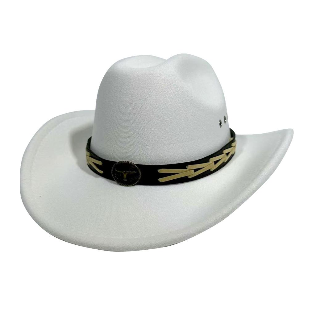 Ethnic Style Western Cowboy Hat Men And Women Autumn And Winter Versatile Retro Brown Woolen Top Hat European And American Jazz Hat