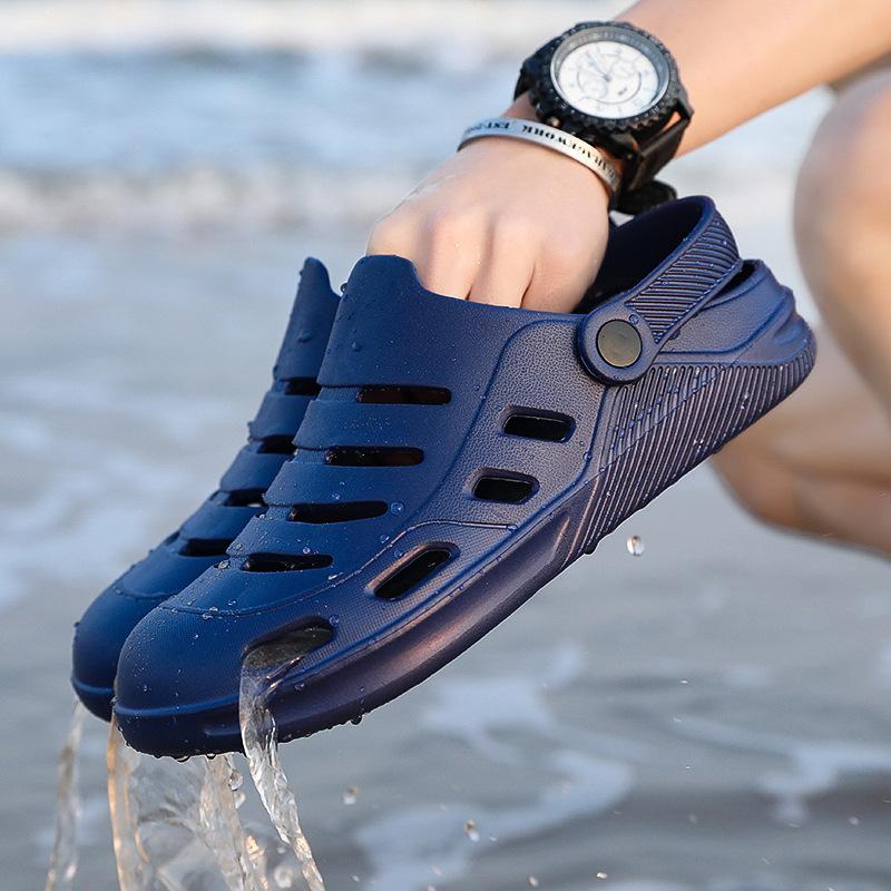 Men's Hole Shoes Summer Wear Non-slip Thick-soled Dual-purpose Bag Head Drag Beach Shoes Couple Wading Sandals