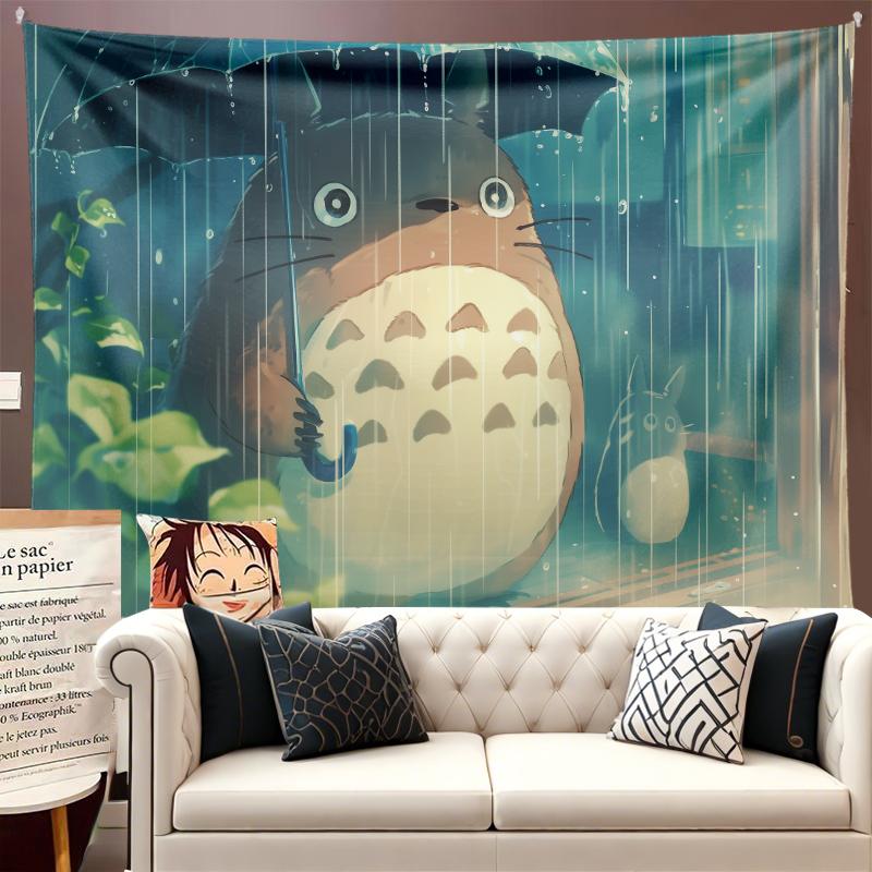 Totoro Miyazaki Hayao Cartoon Healing Anime Background Cloth Hanging Cloth Ins Bedroom Dormitory Living Room Decoration Tapestry