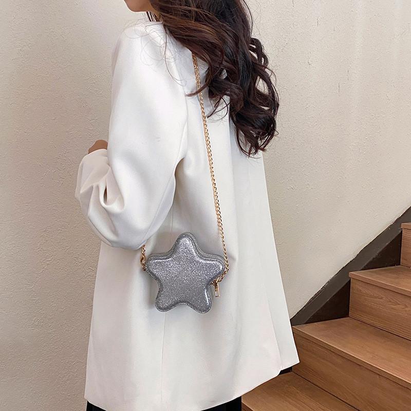 Fashion Gold Silver Star Shaped Women Single Shoulder Chain Bag For Daily Fashion