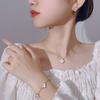 Schmuckset Natürliche Weiße Muschel Kleeblatt Ohrringe Halskette Armband Voll Damen High Fashion