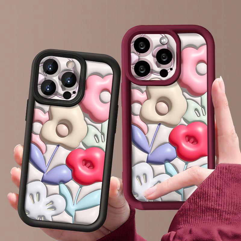Blumenhülle für iPhone 16 Pro Max Stoßfeste TPU Weiche Silikonabdeckung Coque für iPhone 15 Pro Max 14 13 12 11 Handyhülle