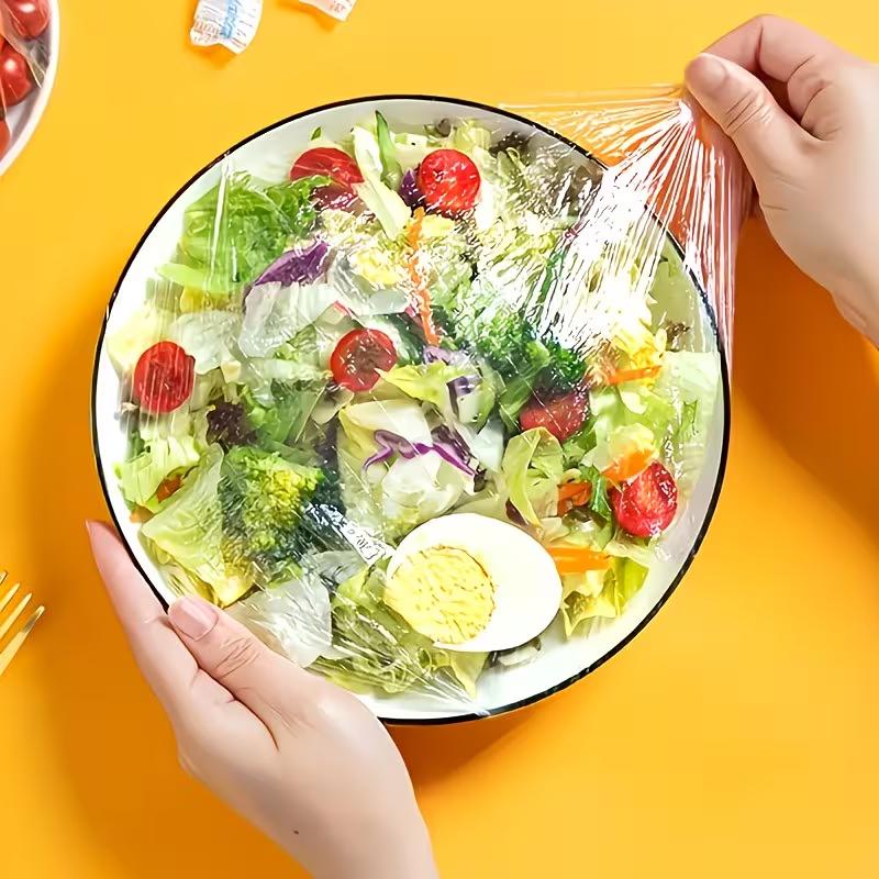 Reusable Elastic Bowl Covers Food Grade Plastic Fresh Keeping Film Stretch Food Covers for Kitchen Food Storage Meal Prep