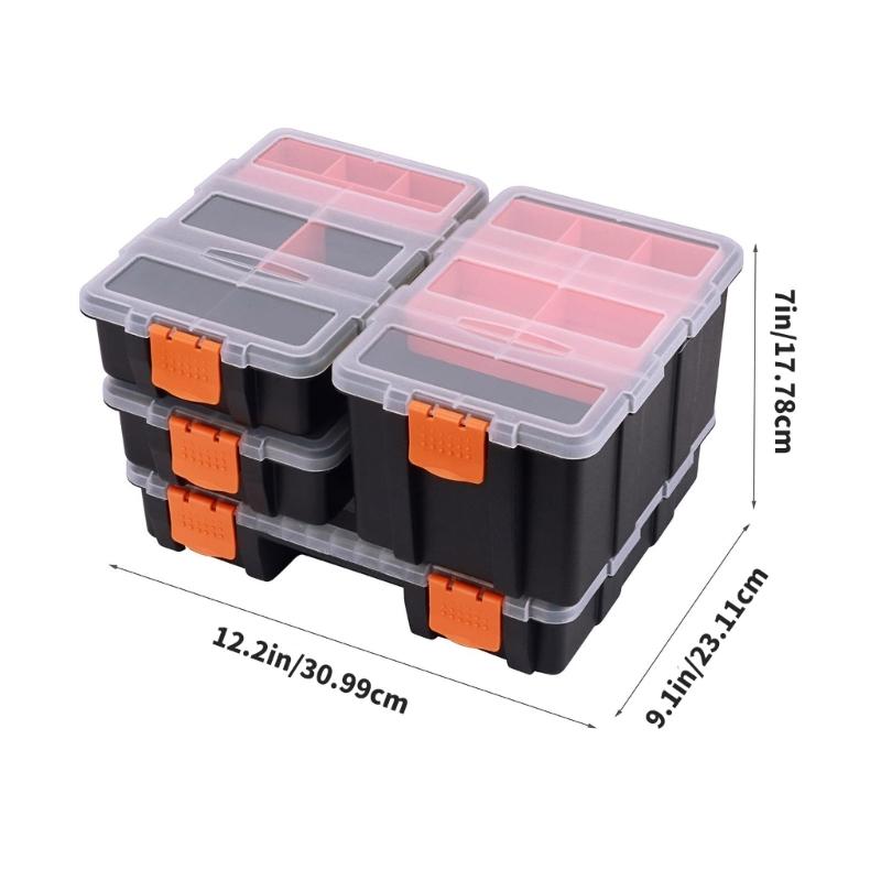 Wasserdichte Werkzeugkiste für die Werkstatt mit modularem Fächersystem, verstärkte Kunststoffkonstruktion für lange Haltbarkeit