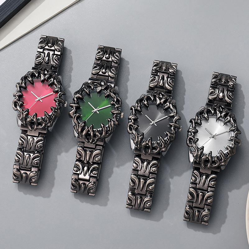 Y2K Gotische Klauw Kwarts Horloge Afneembaar Verwisselbare Wijzerplaat Trendy Punk Polshorloge voor Alt Mode Liefhebbers Streetwear Accessoire