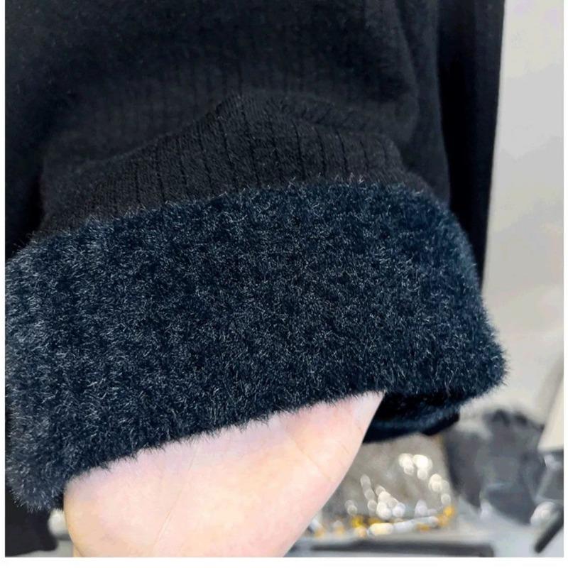 Women's Fashion Half High Collar Plush Sweater Autumn Winter Long Sleeve Thick Warm Pullovers Casual Solid Fleece Tops