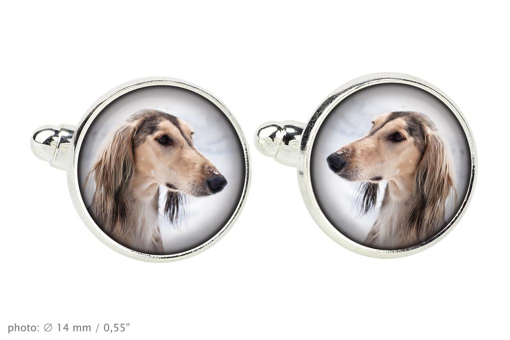 Saluki, Persian Greyhound, Arabian hound, Gazelle hound - cufflinks and tie with your photo, a suit decoration, men's jewelry from the Art-Dog brand.