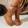 Tassel butterfly platform snow boots women's autumn and winter fashion mid-tube cotton boots new women's shoes