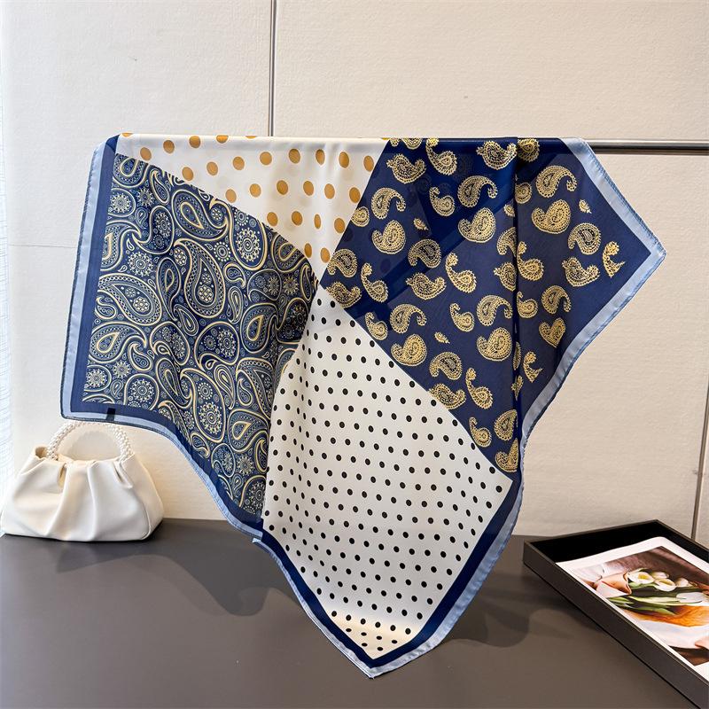 New Paisley Cashew Print 70*70cm Square Scarf Women Neck Tie Soft Satin Neckerchief Female Foulard Headband Hijab Decorate Hand
