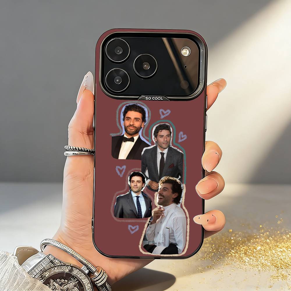 Actor O-Oscar I-Isaac Phone Case For iPhone17 16 15 14 13 12 Pro Max Grey Black Matte Laser Metallic Aurora Funda