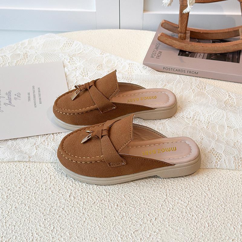 

Baotou Tassel Soft Sole Girls Round Toe Sandals 2025 Korean Style Casual Flat Slippers 26-30 One set (5 pairs)