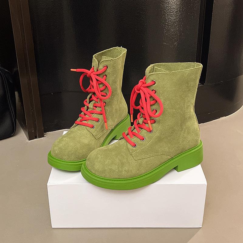 Soft Leather Platform Martin Boots Women's Summer Thin New Tooling Boots Outdoor Mountaineering Locomotive Short Boots