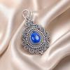 Natürlicher Lapislazuli Edelstein 925 Sterling Silber Böhmischer Handgefertigter Anhänger 1,55" Halskette Für Frauen PP-25-23